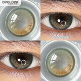 Yeknu  2pcs Gradient Green Contact Lenses Natural Color Pupils Coffee Pearl Lenses Makeup Color Eye Lenses Brown Lens Gray Lens
