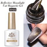 Yeknu  Gold Reflective Moonlight Gel Nail Polish Cat Magnetic Aurora Spar Glitter Semi-Permanant Varnish Nail Art Magnetic