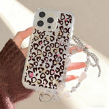 Yeknu  Heart-Shaped Leopard Print Phone Case For iPhone 16 Pro Max 17 Pro 13 16 14 15 17 12 Air 11 Shockproof Funda Cover Transparent