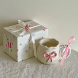 Yeknu Cute Cherry Ceramic Mug, Small Niche Design, Water Cup with Gift Box, Household Drinking Set, Kitchen,Dining and Bar