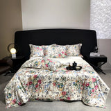 Yeknu  new high-end luxury silky Sleeping naked digital printing washed silk style Bedding Set Duvet Cover Bed Sheet Pillowcases