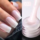 Yeknu  Rubber Base Gel Nail Polish Pink White Base Gel Top Coat Jelly Semi Transparen French Soak Off UV Nail Art Varnish