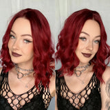 Yeknu  Short Wavy Curly Bob Wigs for Women Ginger Orange Shoulder Length Middle Part Copper Natural Wave Heat Resistant Cosplay Party