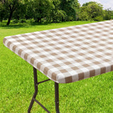 Yeknu  Olanly Rectangle Vinyl Table Cover Stretch Waterproof Table Covers Fitted Tablecloth For Home Party Camping Table Cloth Outdoor
