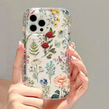 Yeknu  Flower Phone Case For iPhone 17 16 Pro Case iPhone 13 15 14 11 12 Pro Max 16E Air 8 7 Plus XR SE Transparent Shockproof Cover