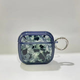 Yeknu  Fashion Phantom Shell Marble Texture Protective Cover Blue Border Earphone Case Protective Cover with Keychain