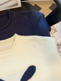 Yeknu  Women's Navy Pullover Sweater Harajuku Y2k Long Sleeves O-Neck Sweaters 90s Aesthetic Vintage 2000s Fashion Clothes Autumn