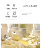 Yeknu Korean Princess Style Bedding Sets Ins Lace Bowknot Duvet Cover Fitted Sheet For Girl Woman Home Bedroom Kawaii Bed Linens