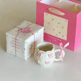 Yeknu Cute Cherry Ceramic Mug, Small Niche Design, Water Cup with Gift Box, Household Drinking Set, Kitchen,Dining and Bar