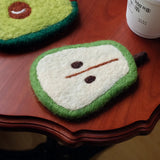 Yeknu  Handmade Wool Felt Fruit Coasters Apple Avocado Maple Leaves Cup Drink Support Pad Table Protection Mat Decoration Home Decor