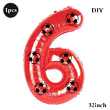 Yeknu  Soccer Birthday Party Decoration Multi Color Number 7 Balloon 32Inch 1 2 3 4 5 6 7 8 9 Digit Football Balloon Large Figure Golob