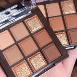 Yeknu  Mocha Chocolate 9-color eyeshadow palette, natural brown and gold tones, matte pearlescent, Valentine's Day & Mother's Day gift