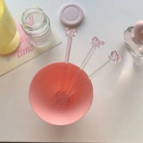 Yeknu  Pink Bow Glass Long Stirring Spoon Heat Resistant High Borosilicate Glass Spoon Girl Heart  Spoon