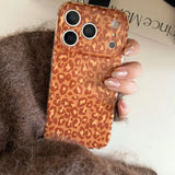 Yeknu  Autumn-Winter Orange Leopard Print Back Cover Case for iPhone 13 14 15 16 17 Pro Max Air Soft Lens Protective Phone Case