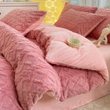 Yeknu  Milk Fleece Single Quilt Set Autumn/winter Thickened Warm Solid Color Duvet Cover 200x230 220x240 Bedding for Double Use