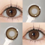 Yeknu  2PCS Myopia Eye Brown Lenses Contact Lenses for Eye Natural Brown Pupils Beauty Cosmetic Contacts Color Lenses Yearly