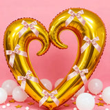 Yeknu  40 inch Large Heart Foil Balloon with Bow, Red Hook Heart Shape For Valentine's Day Wedding Engagement Bachelor's Party Decor
