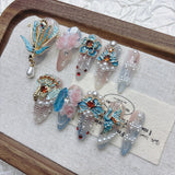 Yeknu 10Pcs High Quality Handmade Press on Nails Simple And Elegant  Royal A must For Trends Fashion Weapon Nail Stickers  Elegant