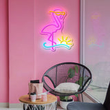 Yeknu  Flamingo Neon Sign Sun Wave Neon Light USB for Bedroom Living Room Wedding Events Party Decoration LED Neon Light for Wall Decor