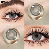 Yeknu  1 Pair Myopia Eye Color Lens with Diopters Black Lenses Natural Gray Color Contact Lenses Big Eye Fashion Eye Lenses