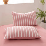 Yeknu  Pink striped bedding four-piece set duvet cover bed sheet with pillowcase 220x240 queen king size four seasons universal