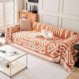 Yeknu  Boho Sofa Covers, Chenille Couch Cover for Dogs Geometric Jacquard Sofa Slipcover Living Room Pet Furniture Protector Washable
