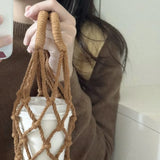 Yeknu  Portable Coffee Cup Bag Hollow Out Bottle Bag Practical Mugs Bag Foldable Water Bottle Bags Woven Net Bag Cup Cover