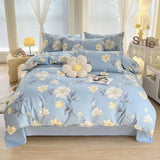 Yeknu  New Cotton Printed Bedding Set Sweet Cozy Sleep Naked Fitted Sheet Sets Single Double Queen Textile Supplies for Adults