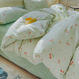 Yeknu  New cartoon pure cotton bed four-piece set four seasons skin-friendly girl heart bed sheet quilt cover student dormitory bedding