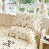 Yeknu 2pcs Flower Prints Ruffles 100% Cotton Pillowcases 48x74cm Sizes Cushion Cover for Bed Floral Style Adults Kids Pillowslip 베개커버