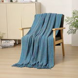 Yeknu  Modern Striped Throw Blanket with Tassels - Chic Bed Runner, Lounge & Hotel Bedspread for Boutique B&B, Accent Pillow Companion