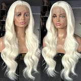 Yeknu  Long Wavy White Blonde Hair Synthetic Lace Front Wig for Women Natural Loose Curly Platinum Blonde 13X4 Frontal Wigs for Women