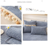 Yeknu CottonLinen Sofa Coushion Anti Cat Scratch Towel Slipcovers Living Room Non-Slip balls Tassels Cushion Dust Soft Cover