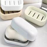 Yeknu  Portable Soap Dishes Double-layer Plastic Soap Box Household Bathroom Drain Soap Tray Bathroom Soap Box With Cover