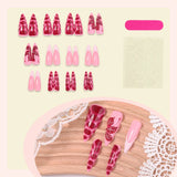 Yeknu  24pcs 3D Flowers Press on Nails Long Almond Acrylic Nails Surface Glossy with Snake Skin Design False Nail for Women&Girl