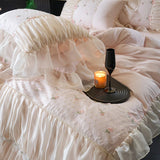 Yeknu 100% Tencel Bedding Set 60s Lace Flat Sheet Set With Pillowcase Queen King Double Size Bare Sleeping Skin-Friendly Bed Linen Set