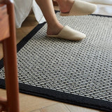 Yeknu  Long Tufting Loop Weave Bedroom Rug Black White Carpet Doormat Bedside Mat Floor Non Slip Foot Tidy Pad Aesthetic Home Decor