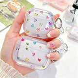 Yeknu  Transparent Cute Mini Heart Pattern Earphone Cover with Scratch resistant Transparent Shell and Mountaineering Buckle