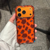 Yeknu  ins autumn and winter retro niche blue brown leopard print stars are suitable for Apple 17 mobile phone case iPhone