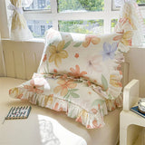 Yeknu 2pcs Flower Prints Ruffles 100% Cotton Pillowcases 48x74cm Sizes Cushion Cover for Bed Floral Style Adults Kids Pillowslip 베개커버