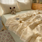Yeknu  New Princess Style Lace Plaid Design  Summer Quilt  3PCS Summer Quilt 4PCS Set King Sizes Skin Friendly Package Feeling