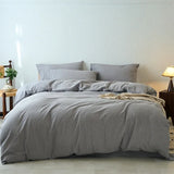 Yeknu  Premium 100% Washed Cotton Yarn-Dyed 4-Piece Duvet Set (1 Duvet Cover + 2 Pillowcases + 1 sheet), Ultra-Soft Bedding Set