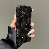 Yeknu  Wrinkle Plating Wave Border Case for iPhone 16 15 17 Pro Max Air Plus 11 12 13 14 Meteorite Pattern Soft Silicone Cover