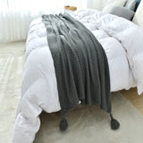 Yeknu  Sofa Throw Blanket Office Nap Blanket Tassel Knitted Ball Yarn Casual Air Conditioning Small Blanket Cross Border