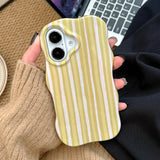 Yeknu  Summer Dopamine Vertical Stripes Phone Case For iPhone 16 15 14 13 12 Pro Max Cases Wave Shape Shockproof Back Cover