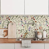 Yeknu  Floral Peel and Stick Wallpaper Farm Floral Wallpaper Wildwood Self Adhesive Wallpaper for Home Bedroom Cabinets Wall Decor