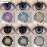 Yeknu  2PCS Myopia Beauty Colored  Contact Lenses Purple Halloween Makeup Lens Fashion Pupils Big Eye Lenses Natural Blue Lense