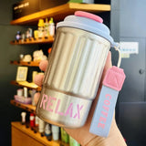 Yeknu  Stainless Steel Insulated Bottle Dual Drink Coffee Cup Fashionable Student Water Cup Portable with Lifting Rope Children's Cup