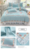 Yeknu Princess Style Korean Bed Skirt Bed Sheet Embroidered Ruffle Lace Quilt Cover Ins Bedding For Girls Luxury Home Textiles