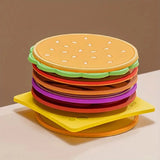 Yeknu  8pcs/set Burger Shape Coaster Creative Cup Pad Silicone Insulation Mat Mug Holder Kitchen Dining Bar Table Decorations Kids Gift